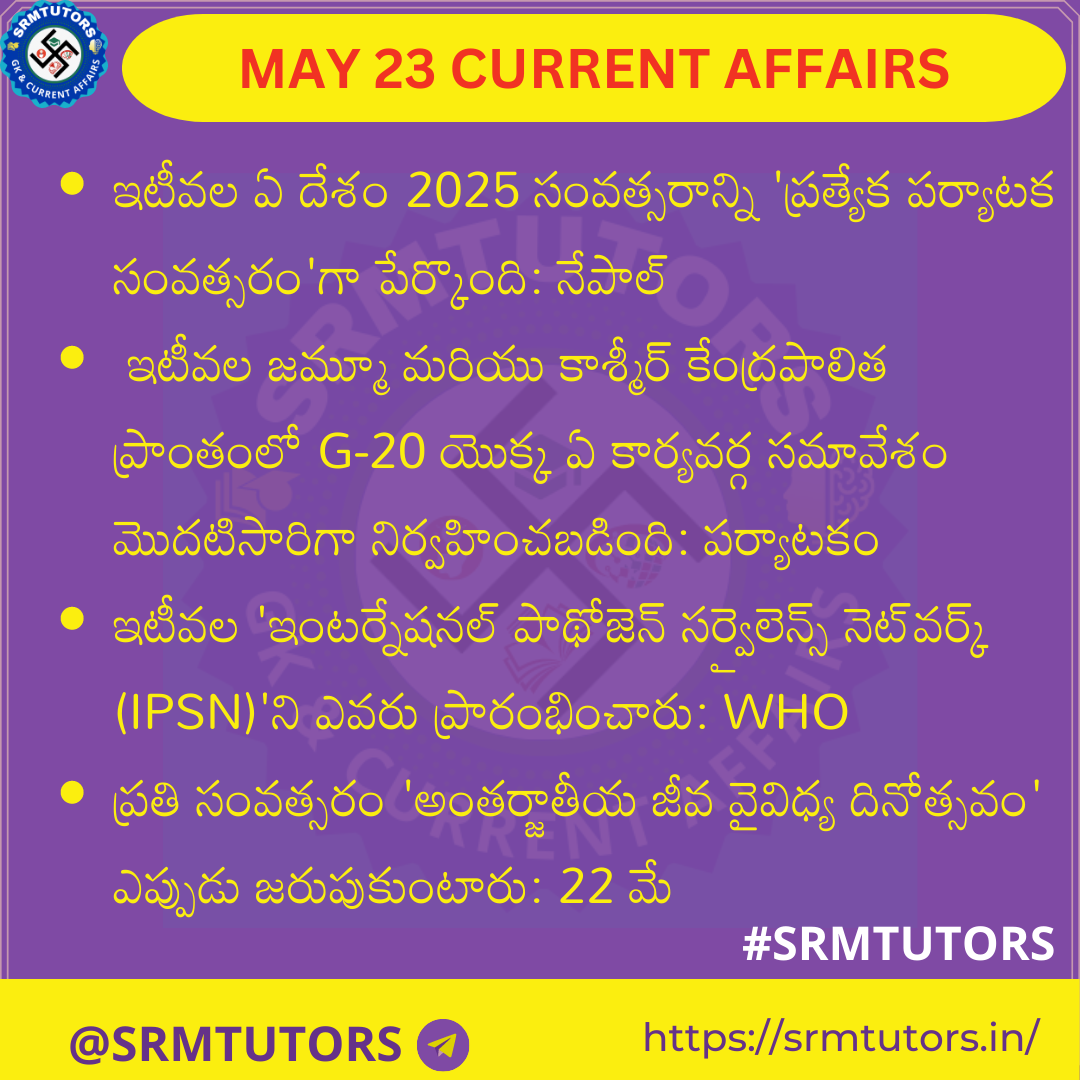 Latest Current Affairs May 23 2023 in Telugu Current Affairs Today ...
