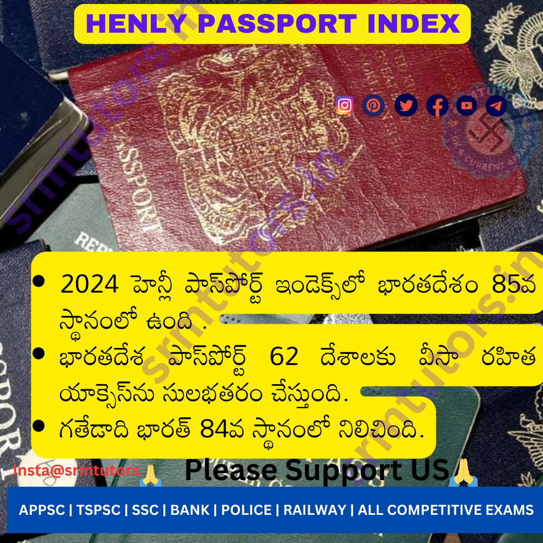Henley passport index 2024 India Passport Rank 2024 SRMTUTORS