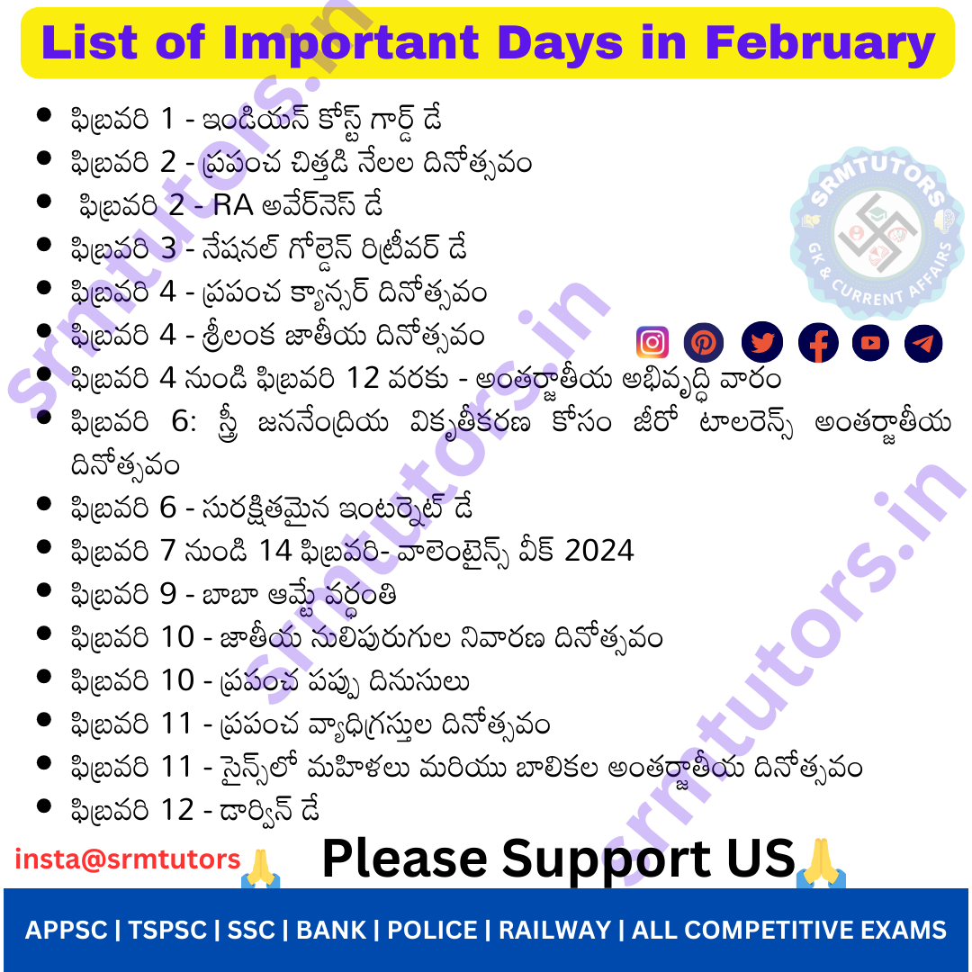 List of Important Days in February 2024 SRMTUTORS